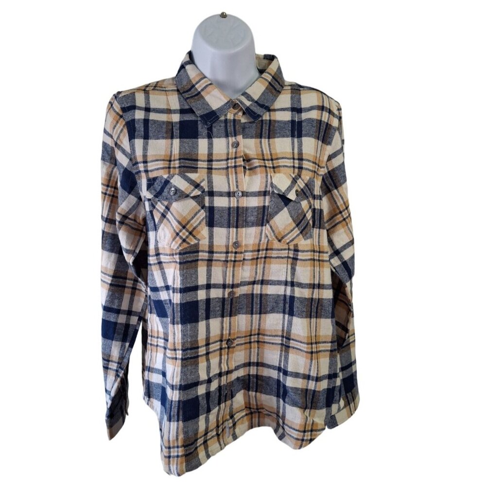 River & Rose Flannel Plaid Shirt L Grunge Y2K Button Up Cottagecore Preppy